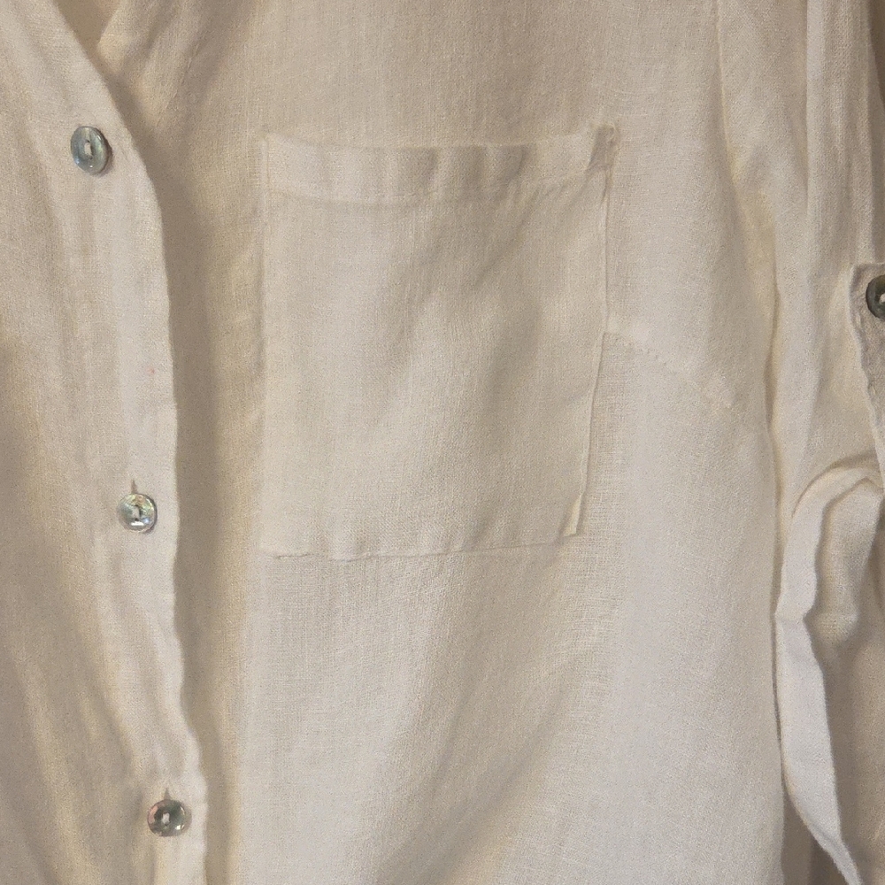 White Button-Down Linen Shirt - image 4